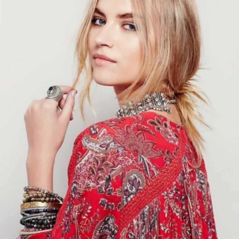Free People Red Rain‎ or Shine Paisley Tunic Top